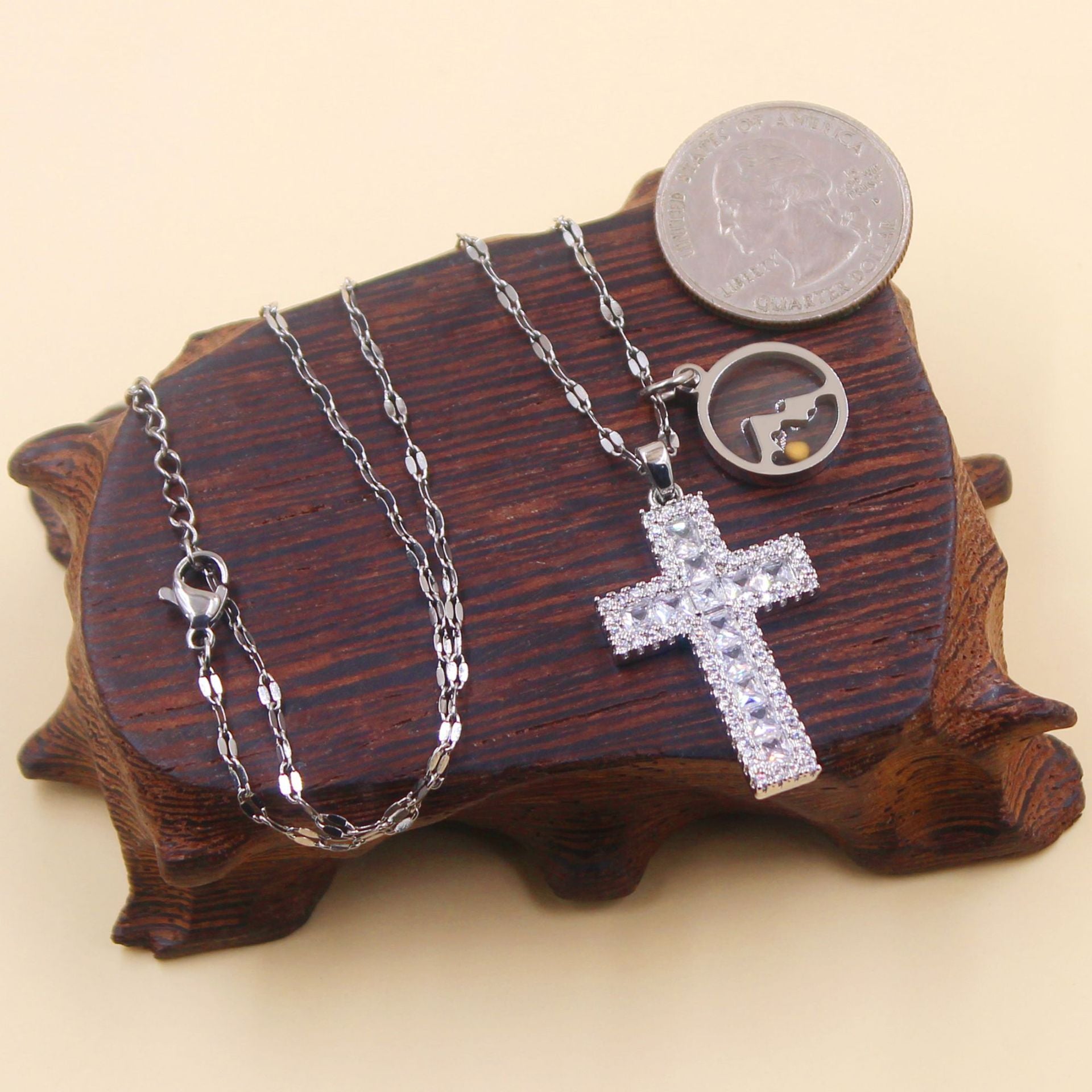 Adjustable Zircon Cross Pendant Necklace