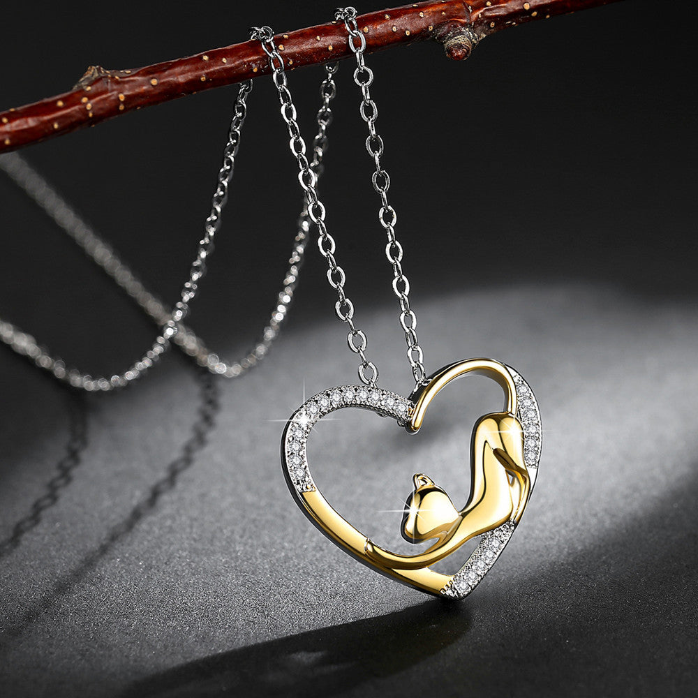 Cat Pendant Gold Plated Necklace
