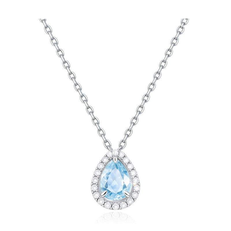Blue Tear Drop Pendant Necklace