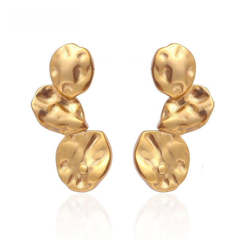 Justop Vintage Floral Titanium Steel Earrings and Necklace