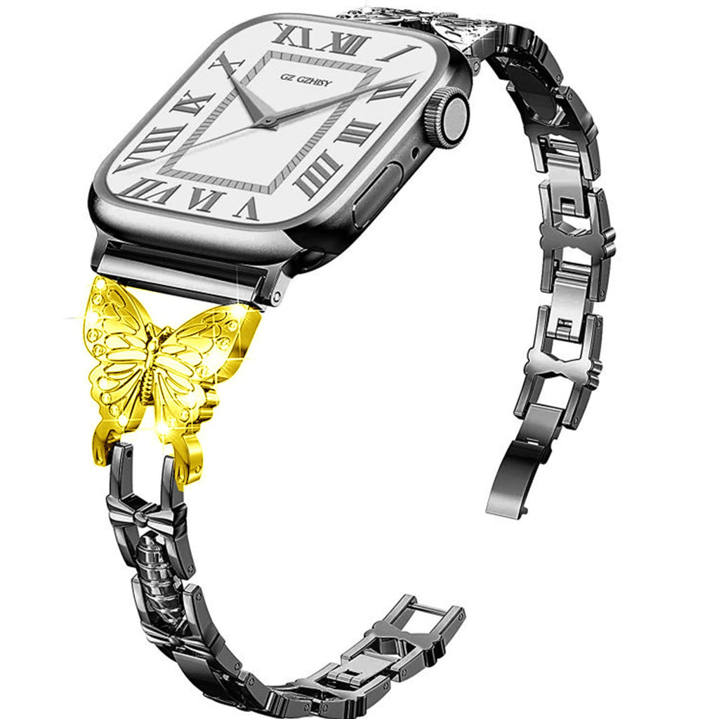 Butterfly Diamond Metal Watch Strap