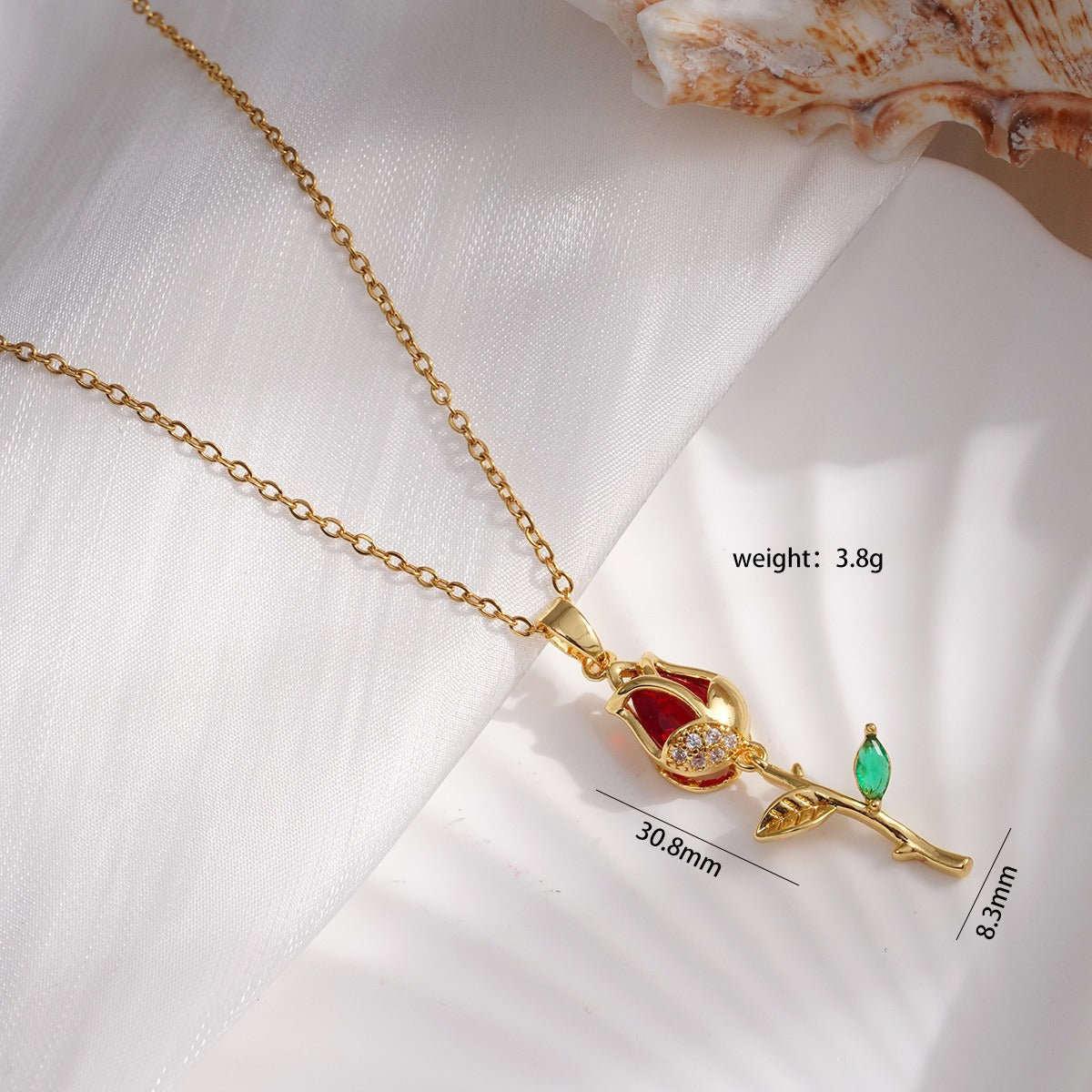 Tulip Zircon Diamond Necklace Titanium Steel Chain