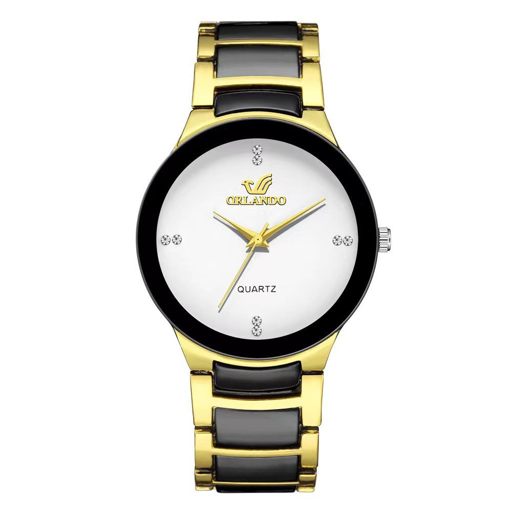 Minimalist Dial Quartz Watch with Steel Band