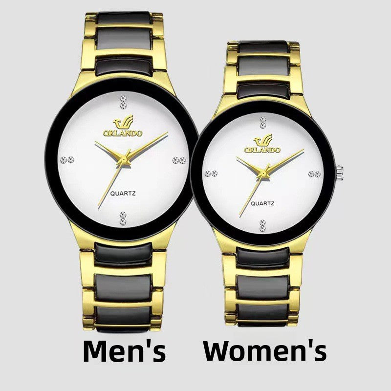 Minimalist Dial Quartz Watch with Steel Band