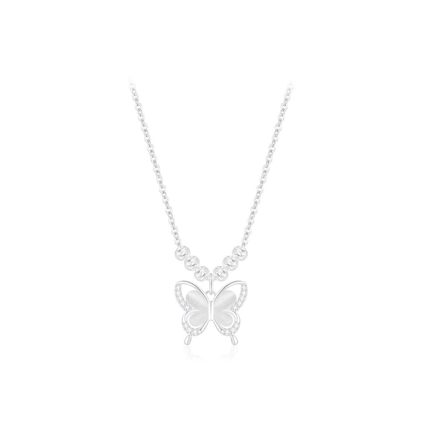 Ice Clear Butterfly Cat's Eye Adjustable Necklace