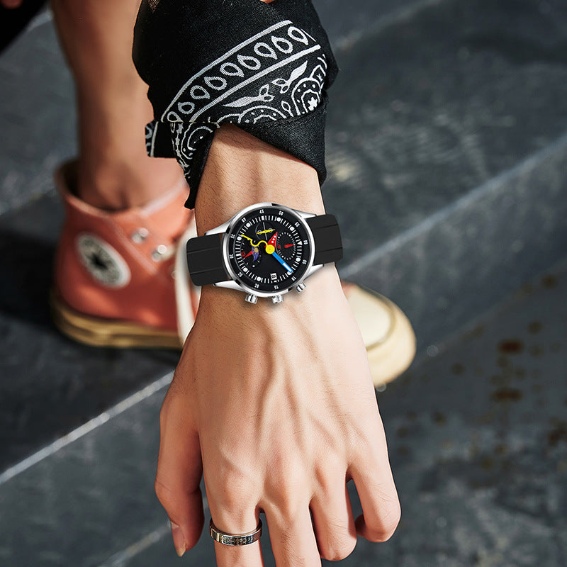 Multifunctional Moon Phase Chronograph Watch for Youth