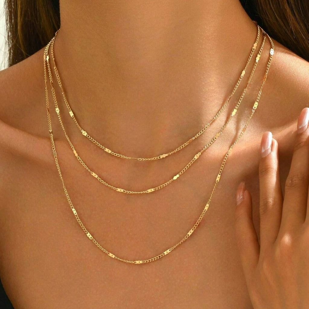 Women's Layered Gold Plated Geometric Necklace