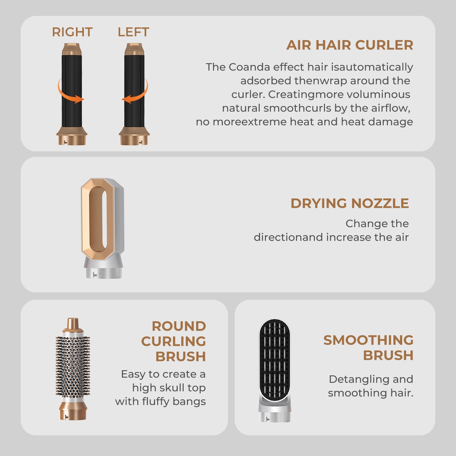Multi-Functional Hair Styler with Hot Air Comb
