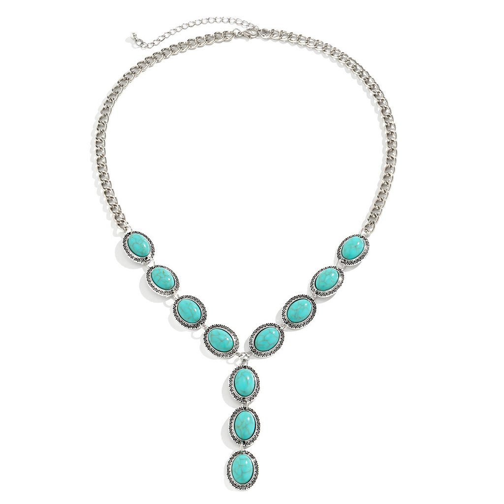 Geometric Alloy Necklace with Elastic Chain