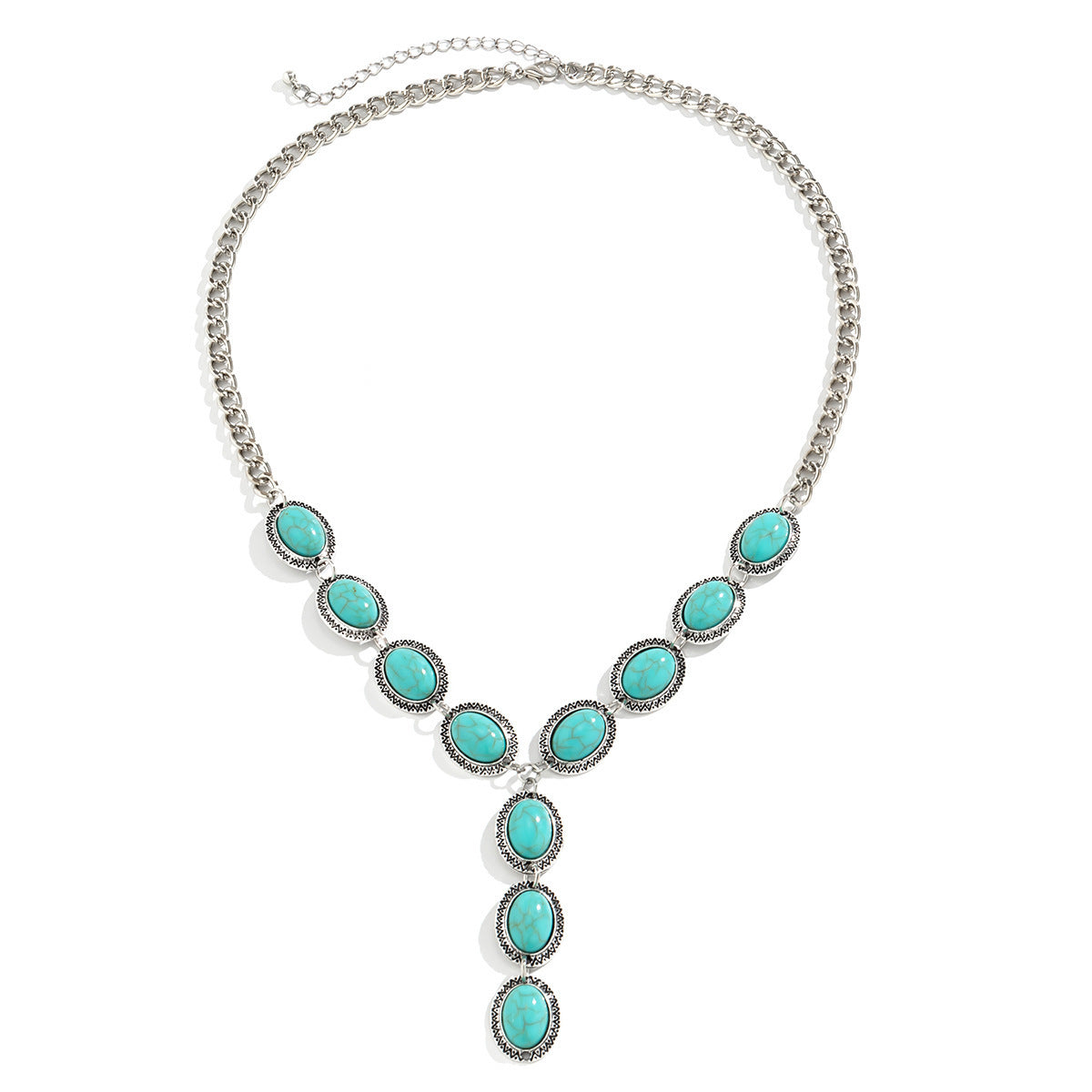 Geometric Alloy Necklace with Elastic Chain