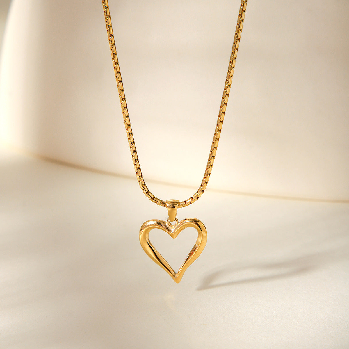 Hollow Heart Pendant Stainless Steel Necklace