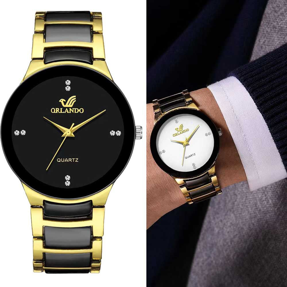 Minimalist Dial Quartz Watch with Steel Band