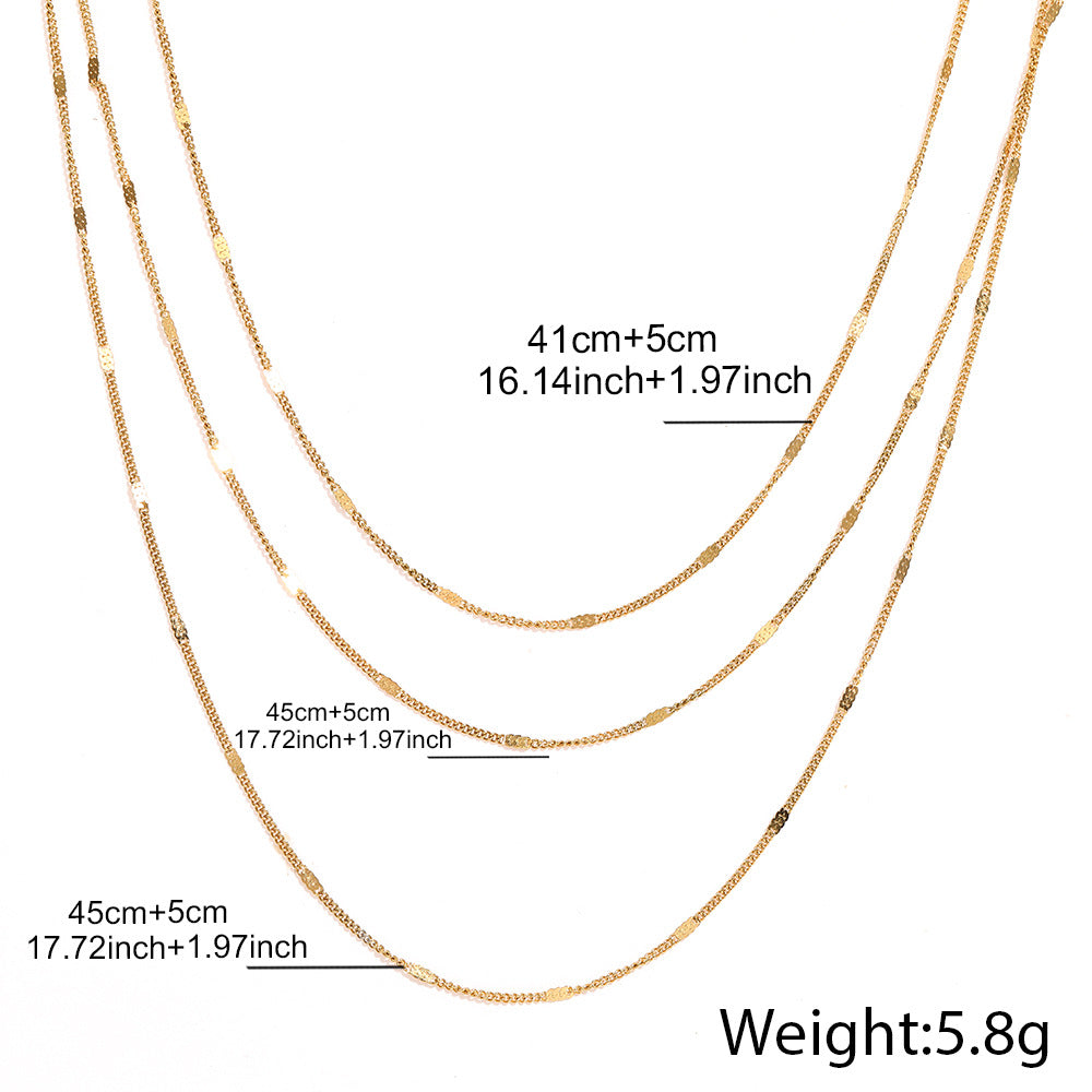 Women's Layered Gold Plated Geometric Necklace