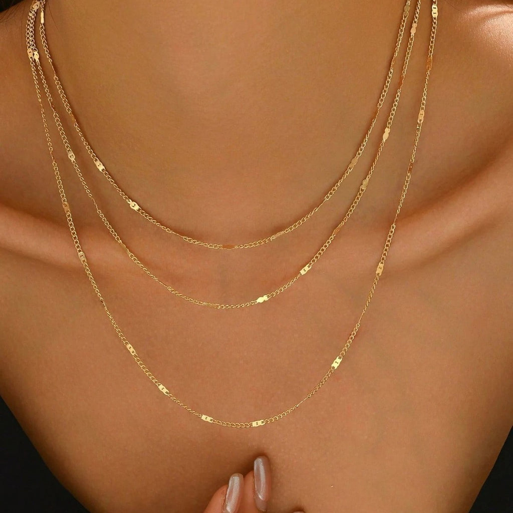 Women's Layered Gold Plated Geometric Necklace