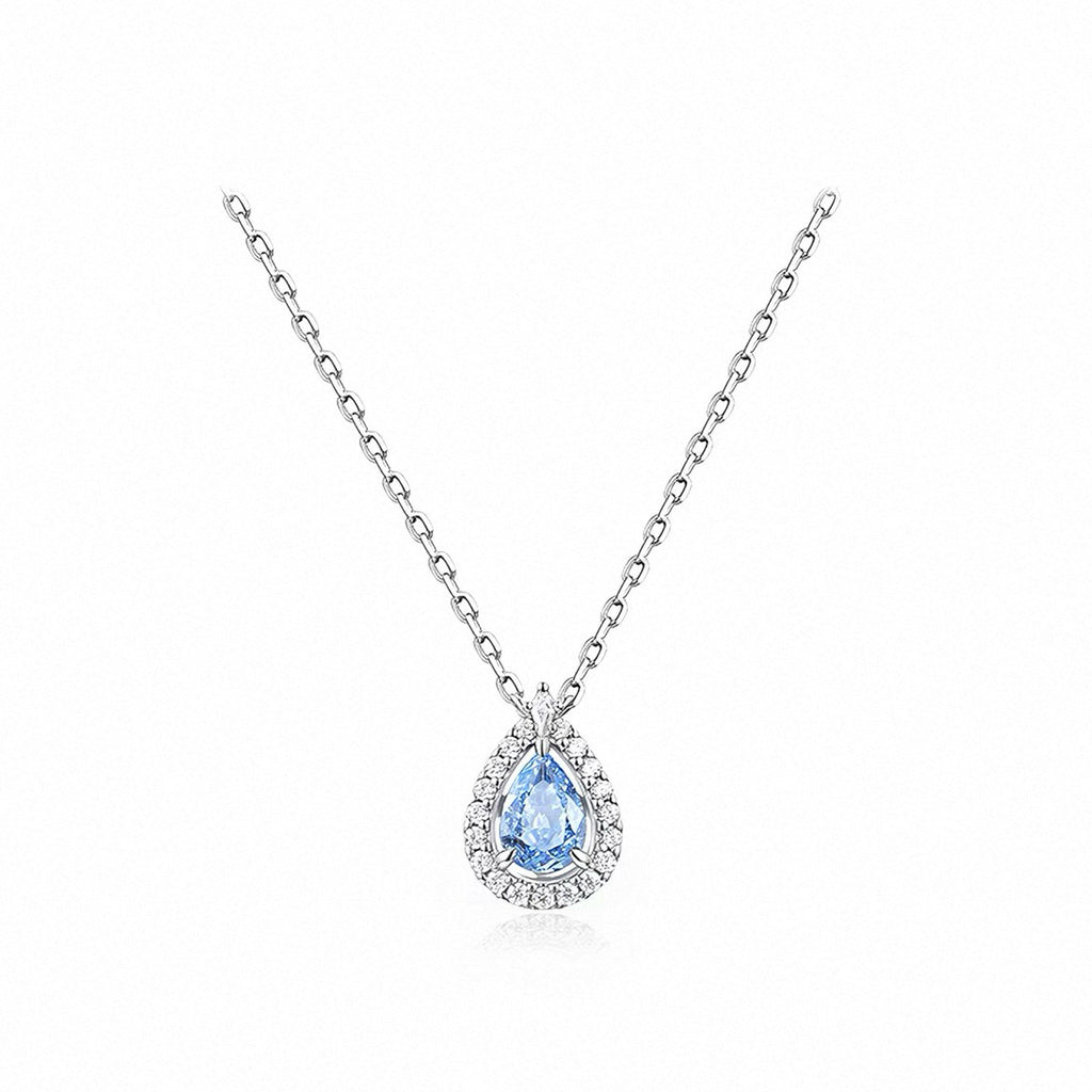 Blue Tear Drop Pendant Necklace