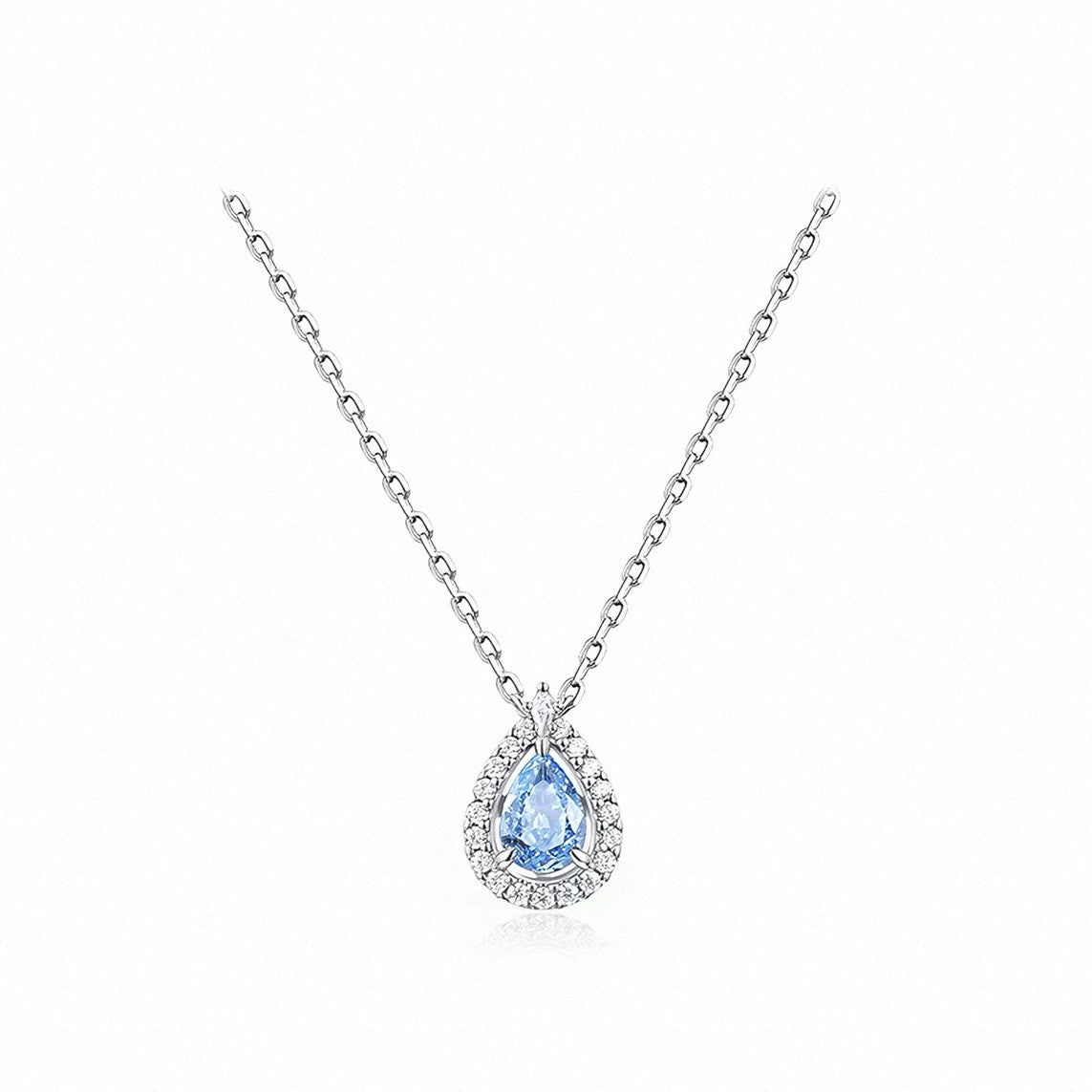 Blue Tear Drop Pendant Necklace