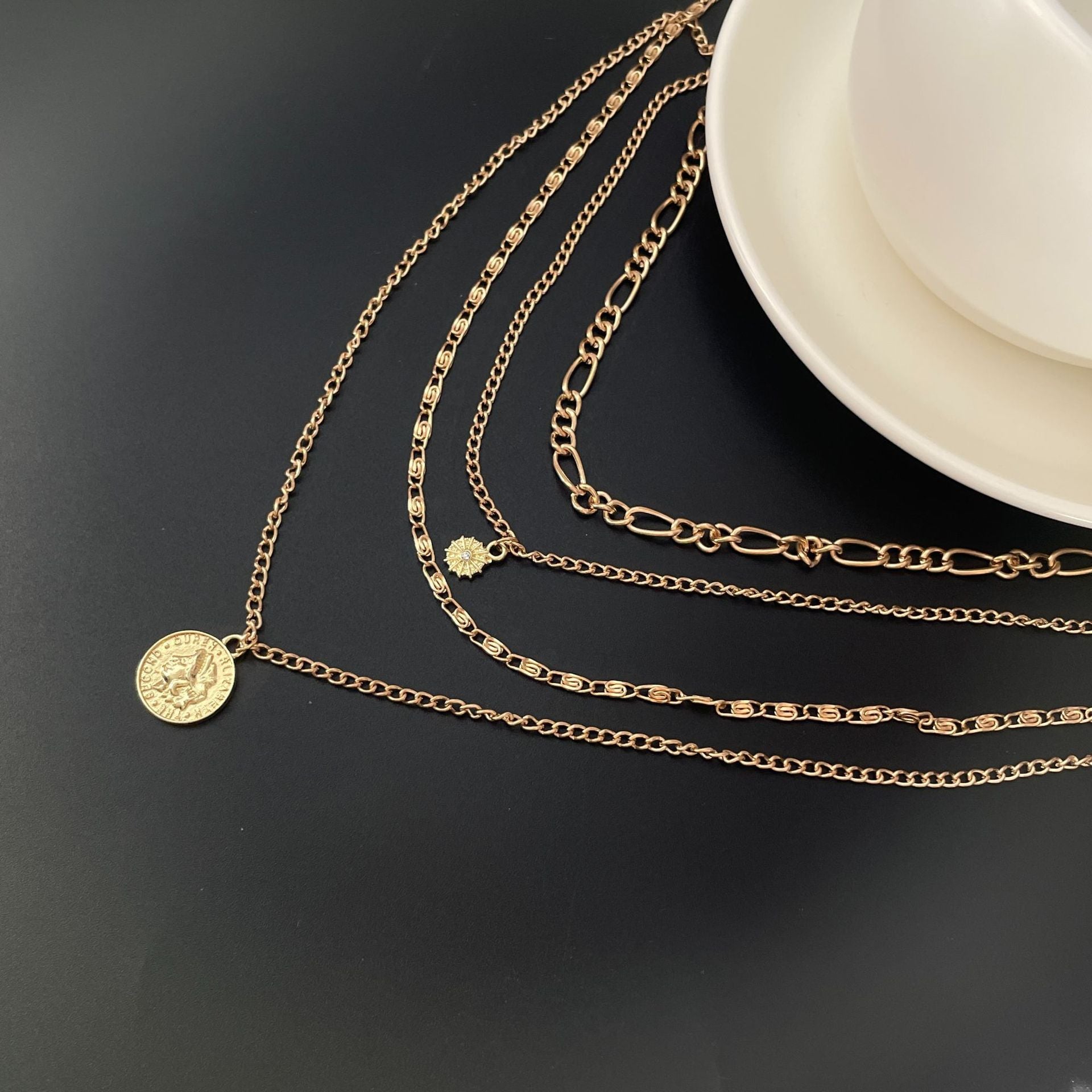 Layered Coin Portrait Necklace
