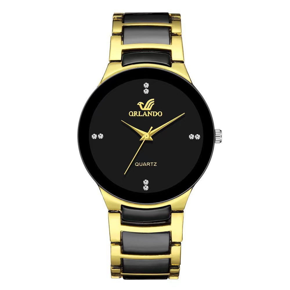 Minimalist Dial Quartz Watch with Steel Band