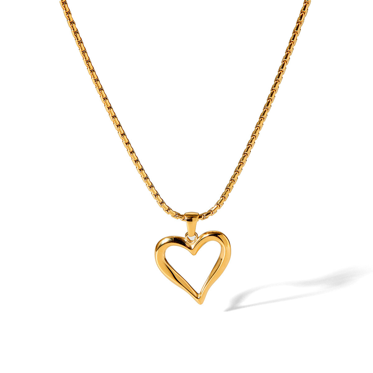 Hollow Heart Pendant Stainless Steel Necklace