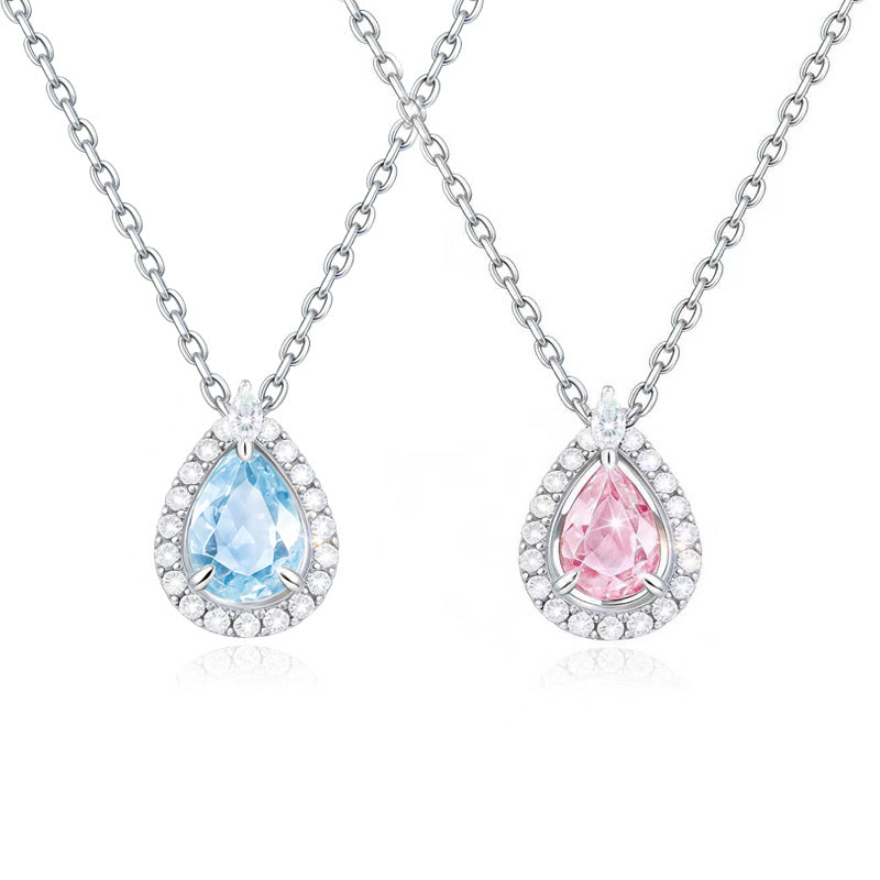 Blue Tear Drop Pendant Necklace