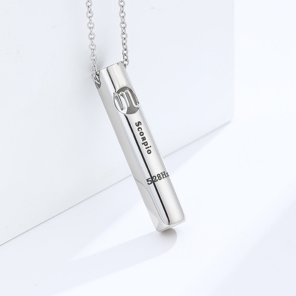 Breathing Whistle Zodiac Necklace with 528Hz Meditation Pendant