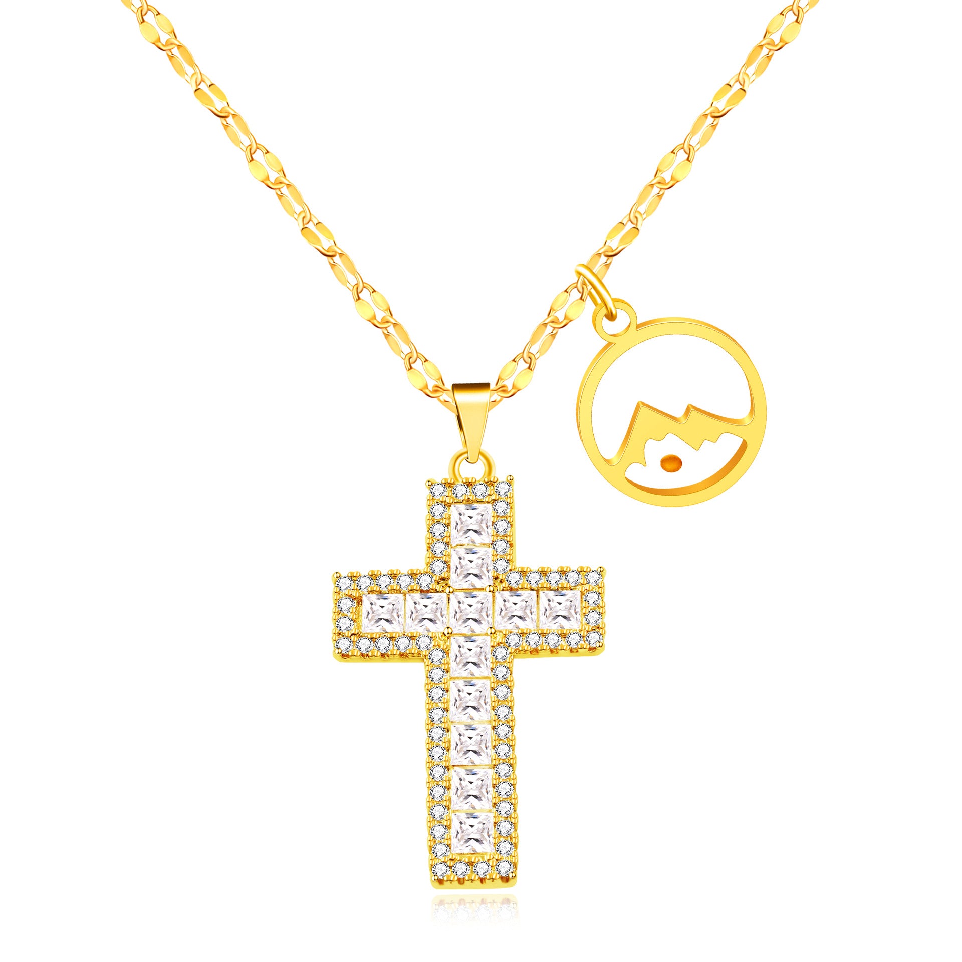 Adjustable Zircon Cross Pendant Necklace