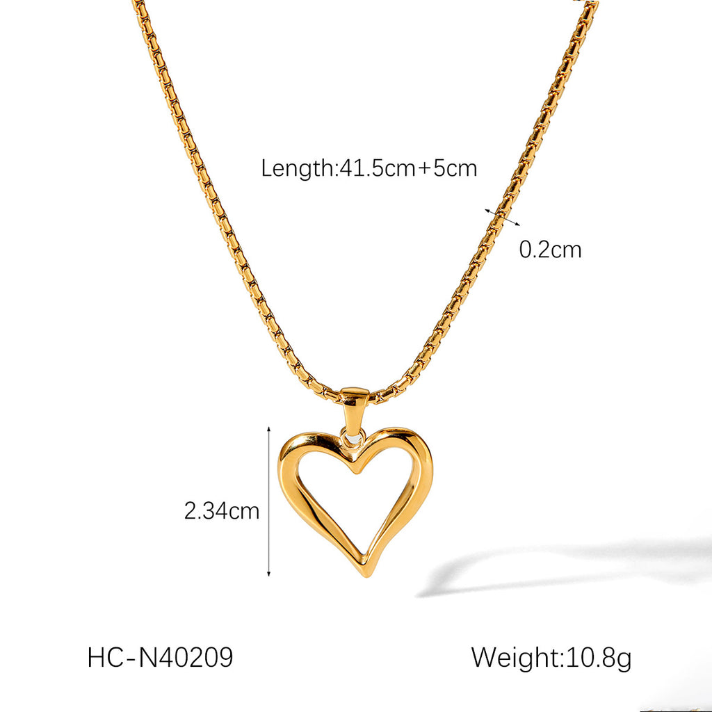 Hollow Heart Pendant Stainless Steel Necklace