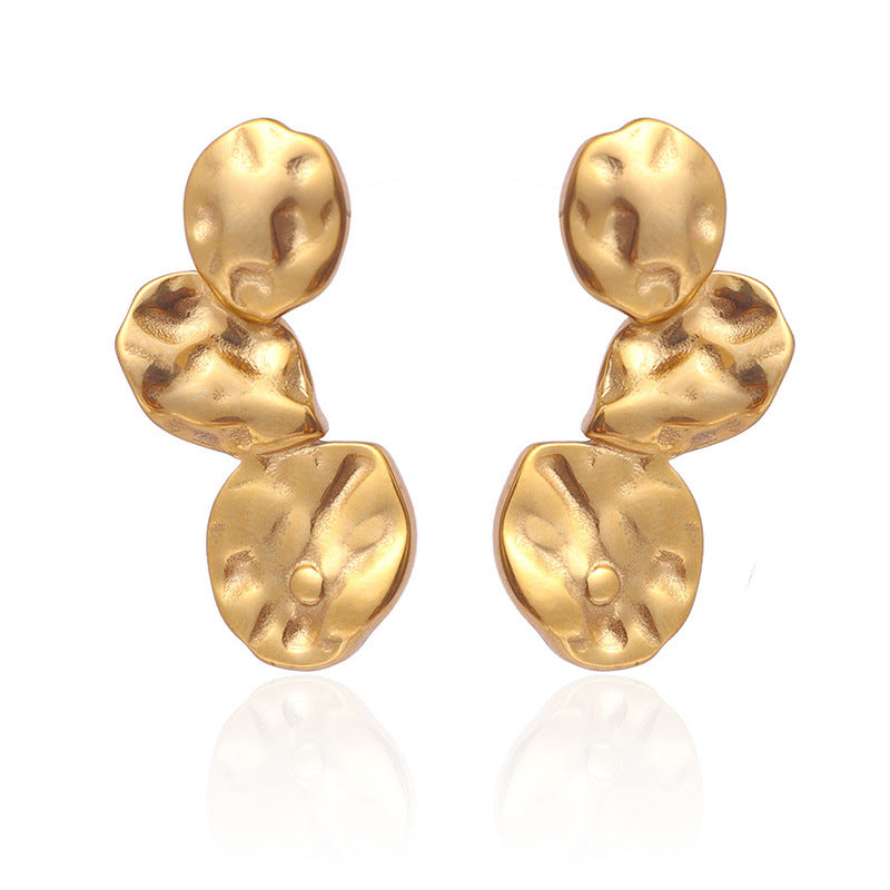 Justop Vintage Floral Titanium Steel Earrings and Necklace