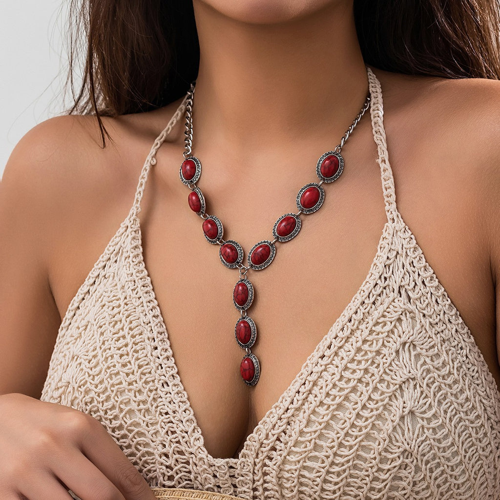 Geometric Alloy Necklace with Elastic Chain