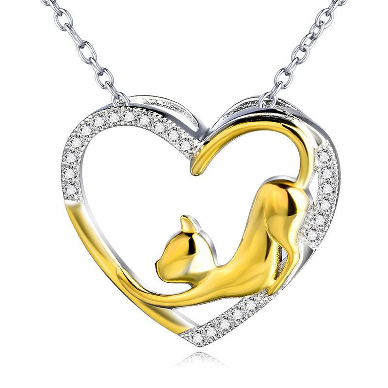 Cat Pendant Gold Plated Necklace