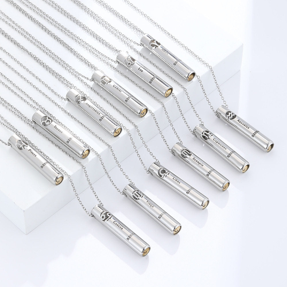Breathing Whistle Zodiac Necklace with 528Hz Meditation Pendant