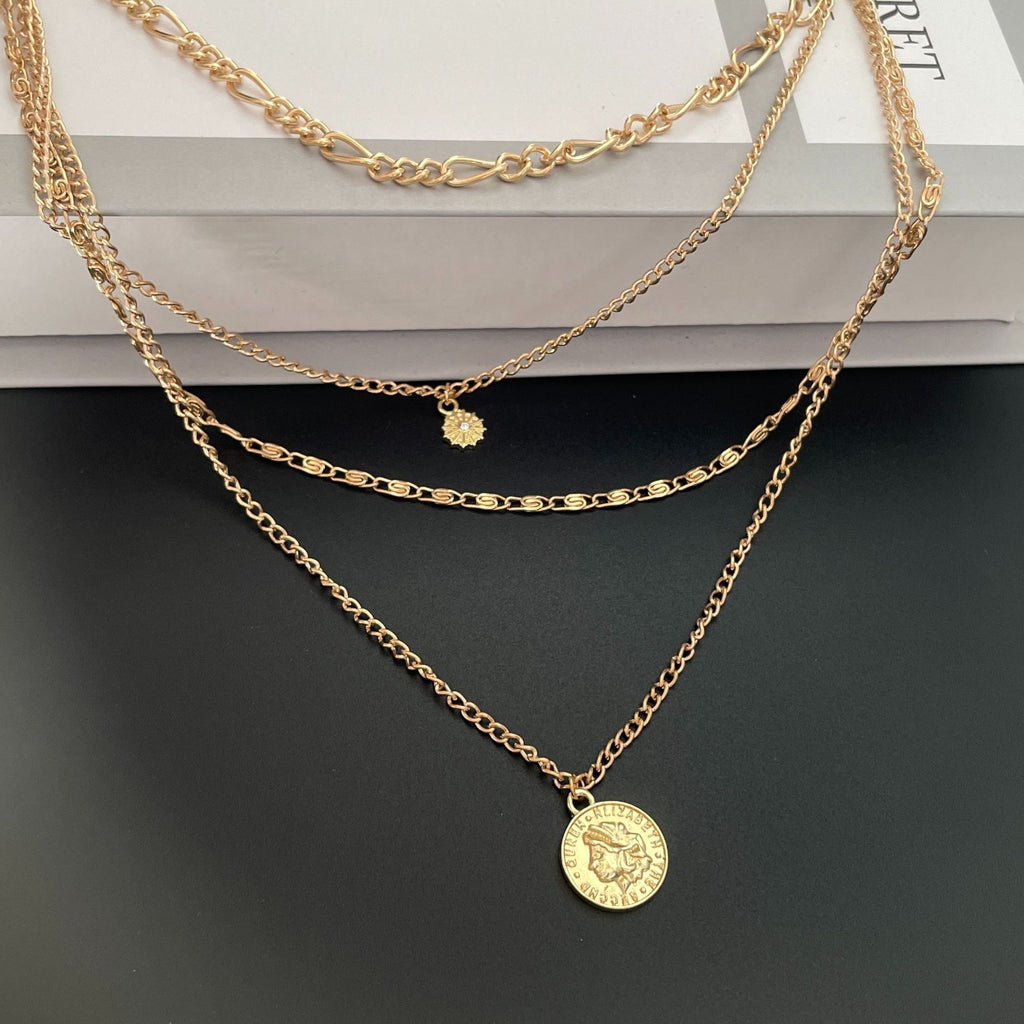 Layered Coin Portrait Necklace