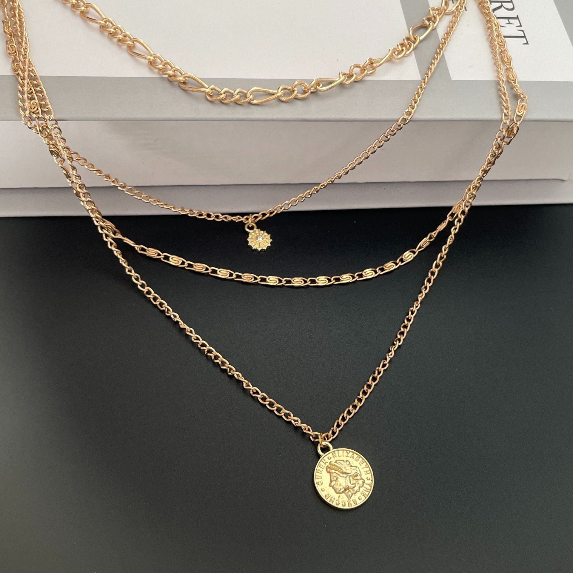 Layered Coin Portrait Necklace