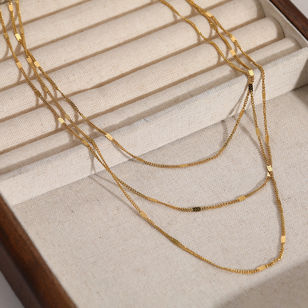 Women's Layered Gold Plated Geometric Necklace