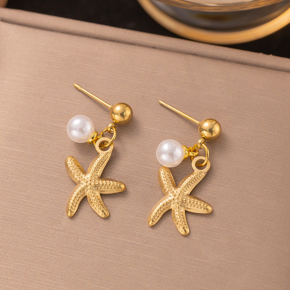 Ocean Theme Pearl Necklace and Bracelet Set