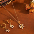 Leaf Pendant Necklace and Earrings Set