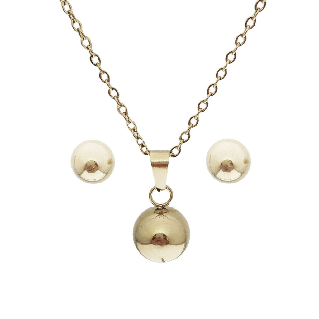 Titanium Steel Gold Plated Necklace and Earring Set