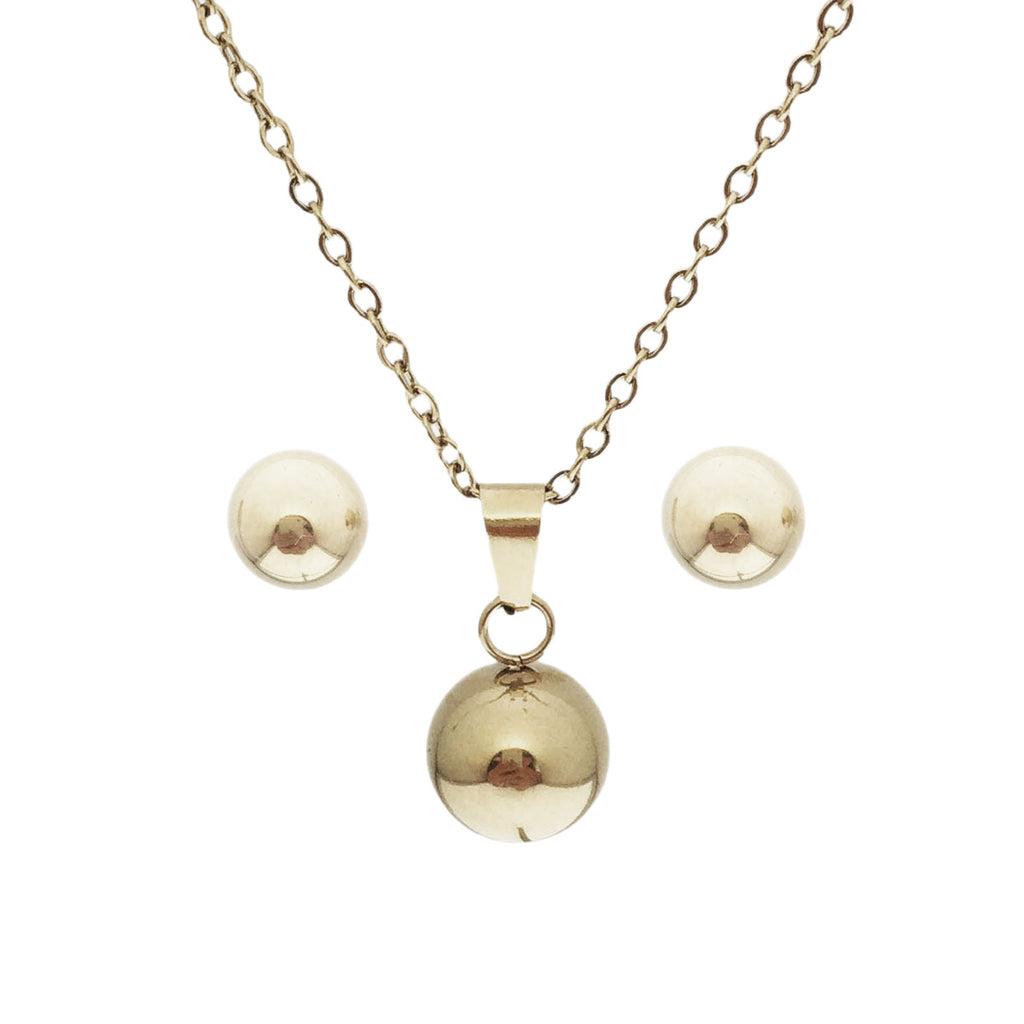 Titanium Steel Gold Plated Necklace and Earring Set