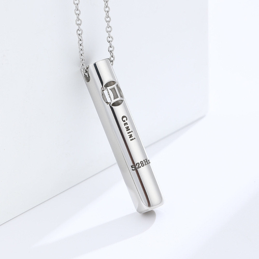 Breathing Whistle Zodiac Necklace with 528Hz Meditation Pendant