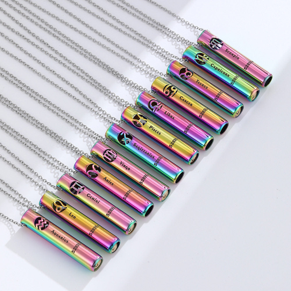 Breathing Whistle Zodiac Necklace with 528Hz Meditation Pendant