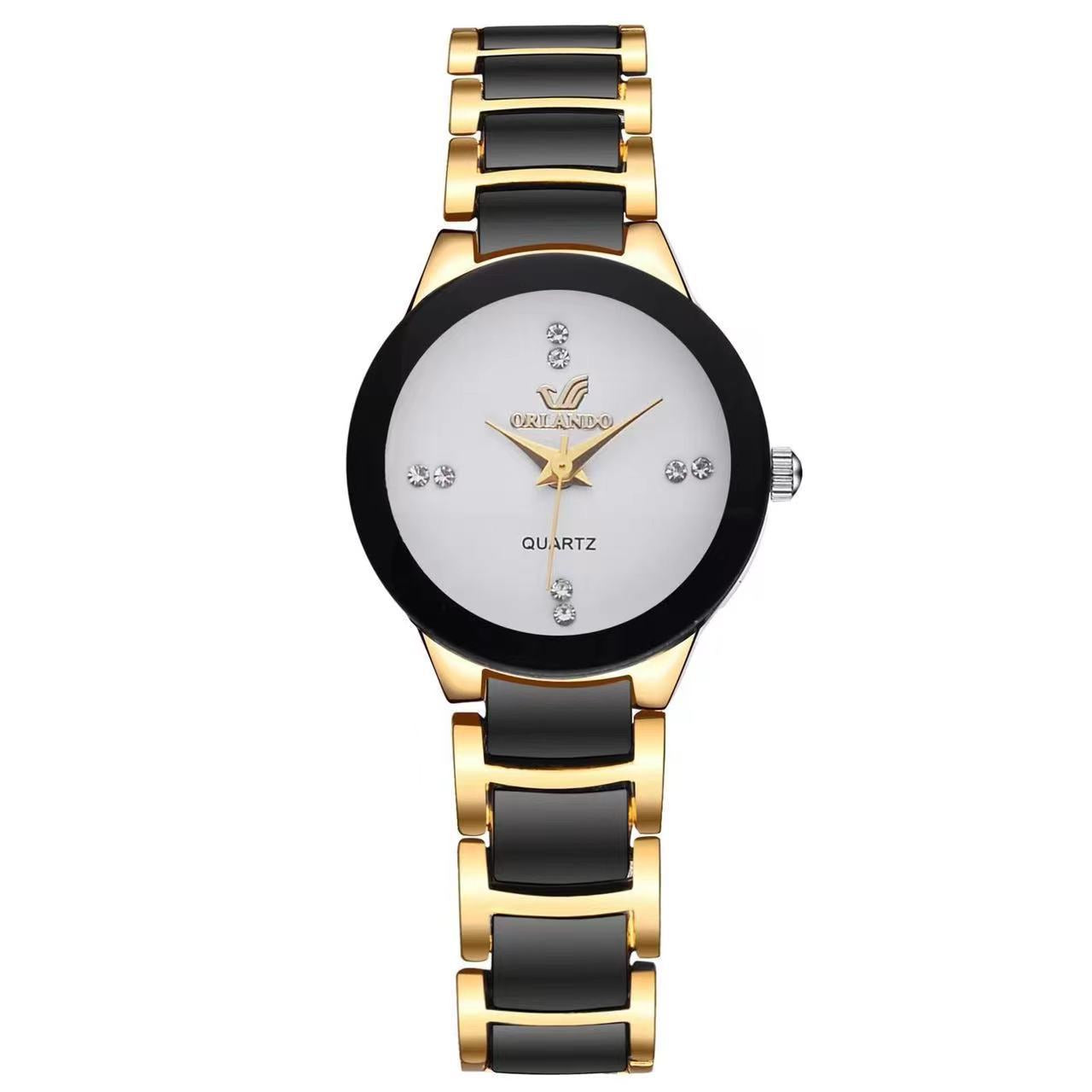 Minimalist Dial Quartz Watch with Steel Band