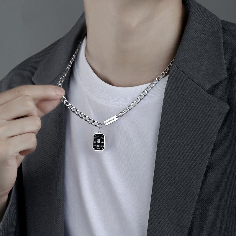 Titanium Steel Letter Charm Necklace