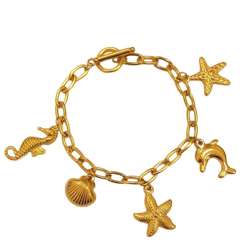 Ocean Theme Pearl Necklace and Bracelet Set