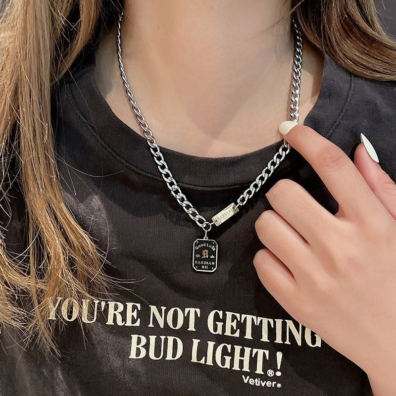 Titanium Steel Letter Charm Necklace