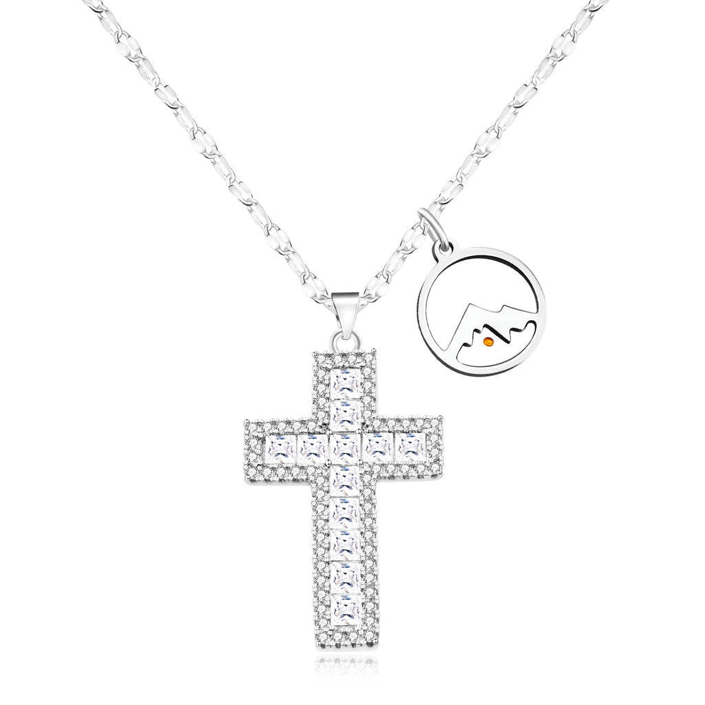 Adjustable Zircon Cross Pendant Necklace