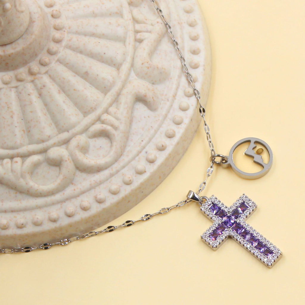 Adjustable Zircon Cross Pendant Necklace