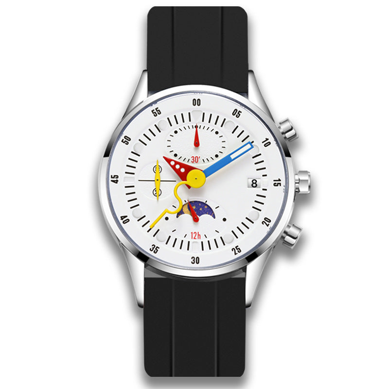 Multifunctional Moon Phase Chronograph Watch for Youth