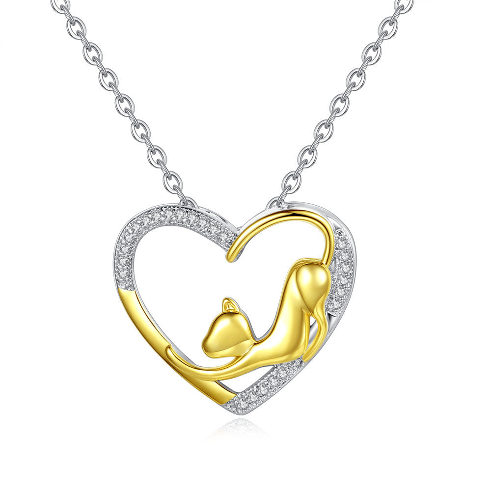 Cat Pendant Gold Plated Necklace