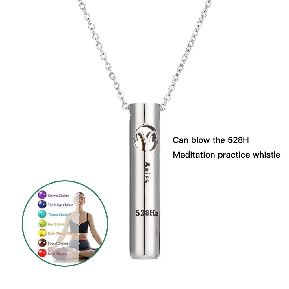Breathing Whistle Zodiac Necklace with 528Hz Meditation Pendant