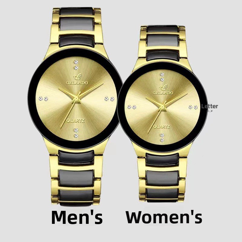 Minimalist Dial Quartz Watch with Steel Band